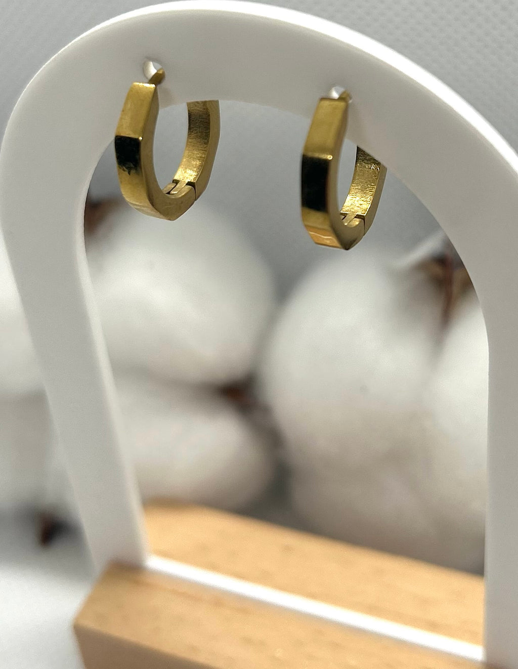 Créoles boucle d’oreilles doré losange acier inoxydable 