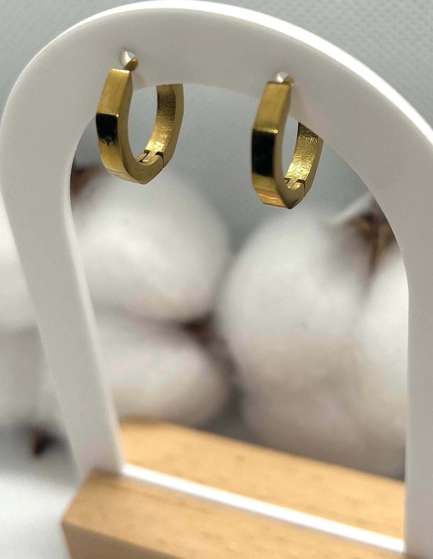 Créoles boucle d’oreilles doré losange acier inoxydable 